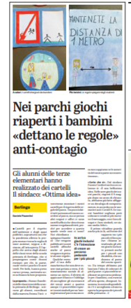 Rassegna stampa: il Giornale di Brescia racconta il progetto che, dopo il Covid, riavvicina i bambini ai parchi-giochi riaperti