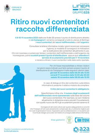 AGGIORNAMENTO: Informativa per sostituzione contenitori raccolta differenziata