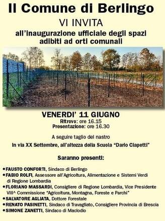 Inaugurazione e presentazione ufficiale del progetto "Orti Comunali"