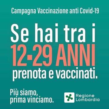 Piano di Vaccinazione anti Covid-19 di Regione Lombardia: fascia 12-29 anni.