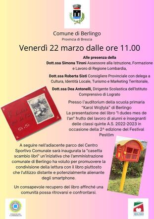 Presentazione libro "I dudes mes de l'an" e Inaugurazione Casette Scambio Libri